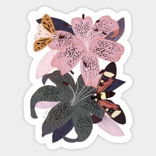 Lily flowers and butterflies Sticker